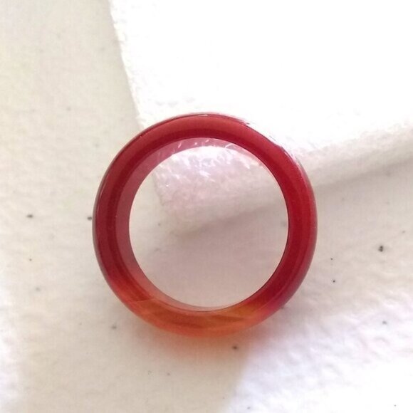 Orange Flame ~ Banded Agate Stone Ring Size 6.75 ~ Friendship Ring ~ Stack Rings - Picture 4 of 9